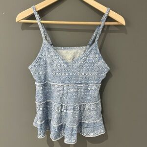 American Eagle Outfitters Blue and White Patterned Camisole